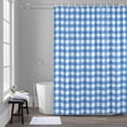 thumbnail image 1 of Blue Checkered Shower Curtain for Bathroom Decor, Farmhouse Classic Waterproof Fabric Shower Curtain, 54"x78" Set with 12 Hooks, 1 of 9