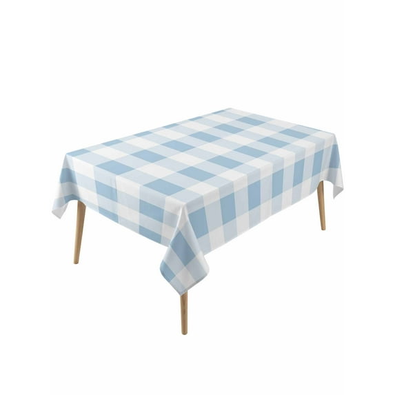 Blue Checkered Table Cloth, Blue White Buffalo Plaid Waterproof Tablecloth for Rectangle Tables, Reusable Washable Fabric Table Cover for Restaurant Kitchen Dining Tables 60"x120"