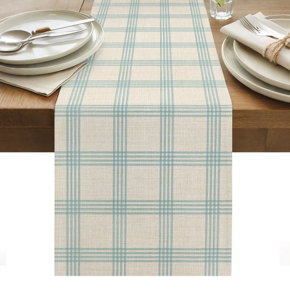 Blue Checkered Table Runner Rustic Farmhouse Buffalo Plaid Tablerunners ...