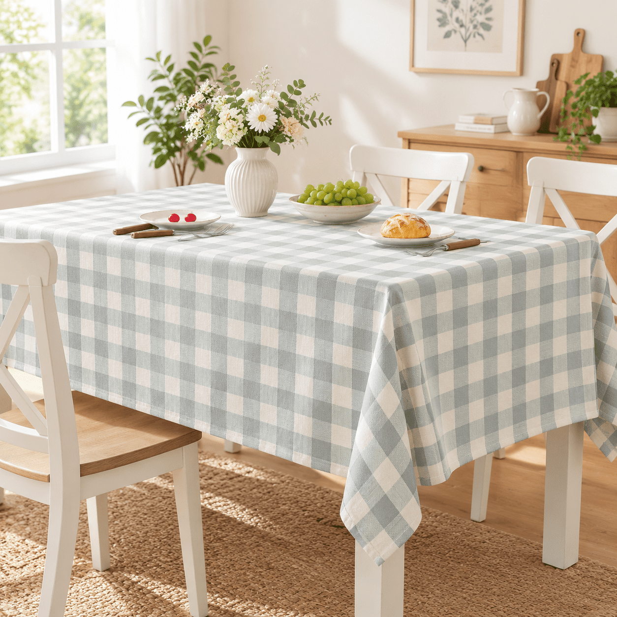 Blue Checkered Tablecloth Rectangle Tables Plaid Gingham Table Clothton ...