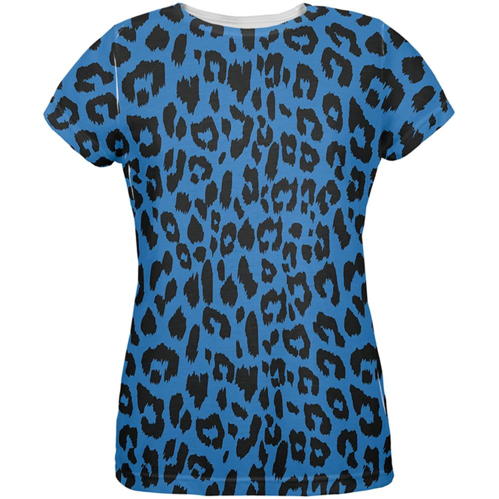 Blue Cheetah Print All Over Womens T Shirt Walmart