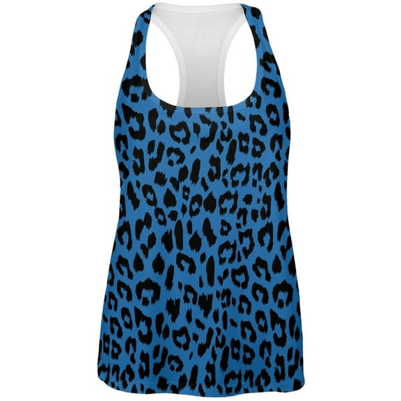 Blue Cheetah Print All Over Womens Work Out Tank Top