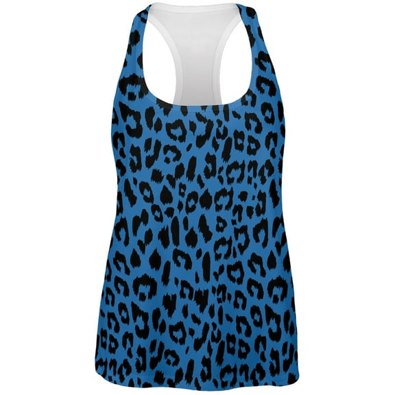 Blue Cheetah Print All Over Womens Work Out Tank Top