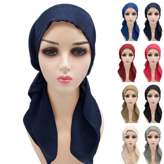 Blue Chemo Headwrap for Women Polyester,Spandex Soft Cancer Headwear Elastic Chemo Hats for Women with Hair Loss One Size