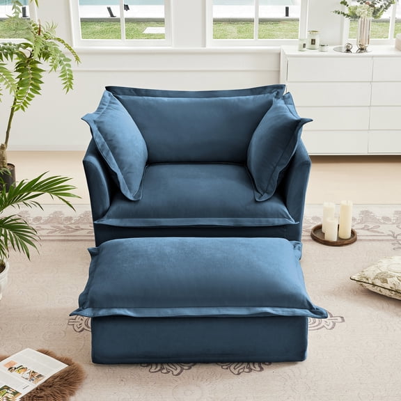 Blue Chenille Armchair | Softness & Comfort | Bedroom Relaxation
