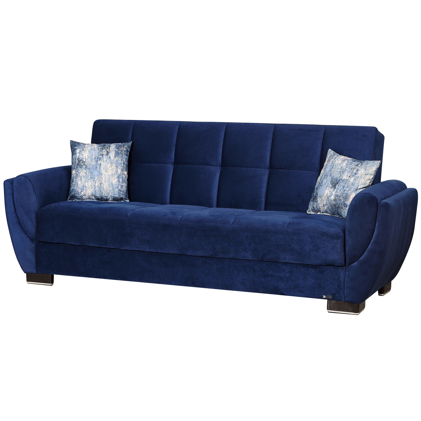 Visual Reference: Blue Chenille Convertible Transform Studio Apartment To Guest Room
