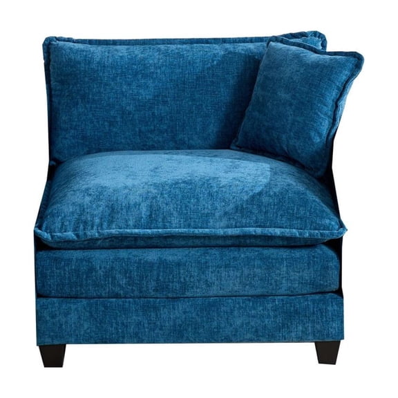 Blue Chenille Modular Armless Single Cloud Sofa Module, Adjustable Backrest Foam Filled Medium-Soft Seat, American Style Sectional Couch Unit for Living Room Apartment Customizable