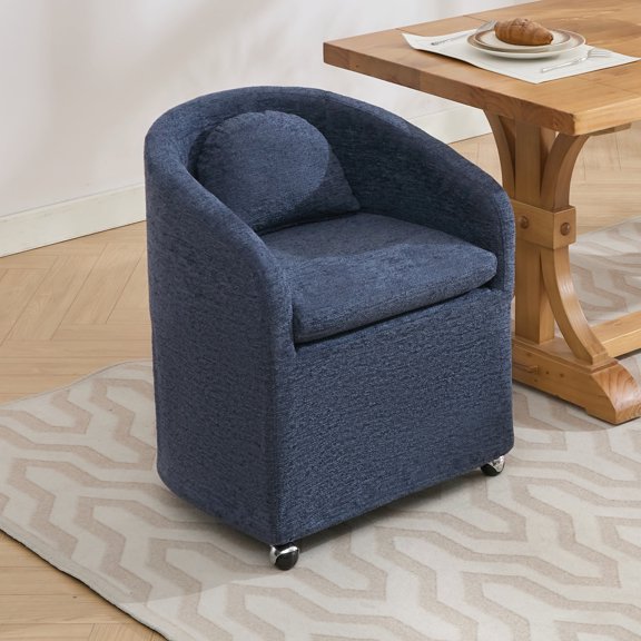 Blue Chenille, Quick Setup / Dining Chair for Indoor Spaces