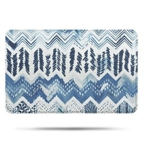 Blue Chevron Geometric Boho Pattern Bathroom Rugs Mat,Non Slip Microfiber Bathroom Rug,Rubber Backing,Soft Bathroom Mats for Bathroom Floor,Tub and Shower,17x27in(43x68cm)