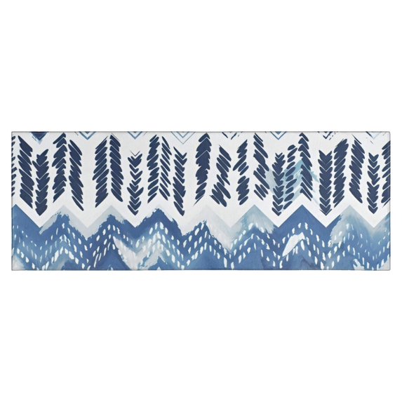 Blue Chevron Geometric Boho Pattern Kitchen Rug Mat,Kitchen Runner Rugs Non Skid Washable,Decorative Kitchen Floor Mats for Kitchen,Sink,Laundry,17"X47"