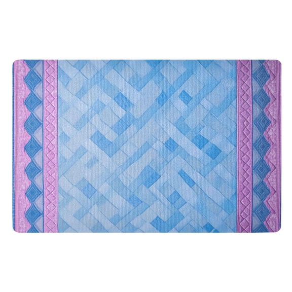 Blue Chevron Pattern Floor Door Mat Outdoor Indoor for Home Entrance Welcome Mats 32"x20"