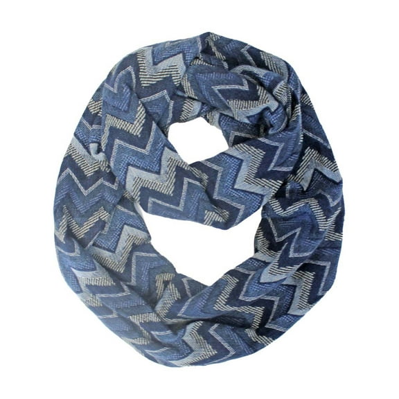 Blue Chevron Striped Infinity Scarf
