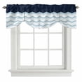 thumbnail image 1 of Blue Chevron Tie Up Valance Curtains for Windows, Kitchen Curtains Window Treatments, Geometric Black Print Wavy Striped White Short Window Shades Valances for Bedroom Bathroom Cafe 54"x18", 1 of 8
