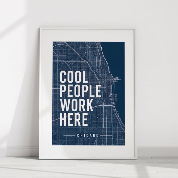Blue Chicago Map Typography Office Minimalist City Layout