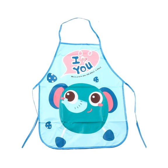 Blue Children'S Apron Sleeves Cartoon Waterproof Kids Baby Drawing Clothes Art Painting Overalls Meal Water Pocket