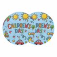 thumbnail image 1 of Blue Children's Day Round 13 Inch Placemats Set of 2, Car Tree Stars Modern Abstract Art Cartoon HeatResistant Non Slip Place Mats for Dining Table, Wipeable Kitchen Table Mats for Housewarming, 1 of 9