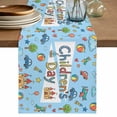 thumbnail image 1 of Blue Children's Day Table Runner 70 Inches, Car Tree Stars Cartoon Modern Art Bed Runner Dresser Scarves Tabletop for Indoor Outdoor Parties/Ceremony/Banquet, 13" x 70", 1 of 9