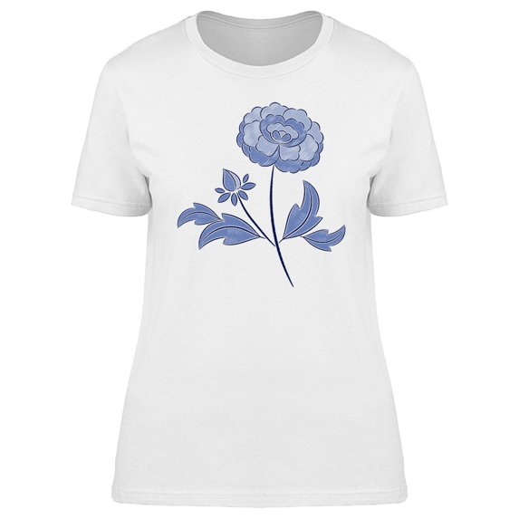 Blue Chinese Flower Doodle Tee Women's -Image by Shutterstock