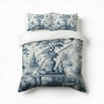 thumbnail image 1 of Blue Chinoiserie Toile Luxury Style Bedding Set 3 Pcs Soft Microfiber Quilt Cover For Bedroom Decor, Comforter Cover With 2 Pillowcase, 1 of 5