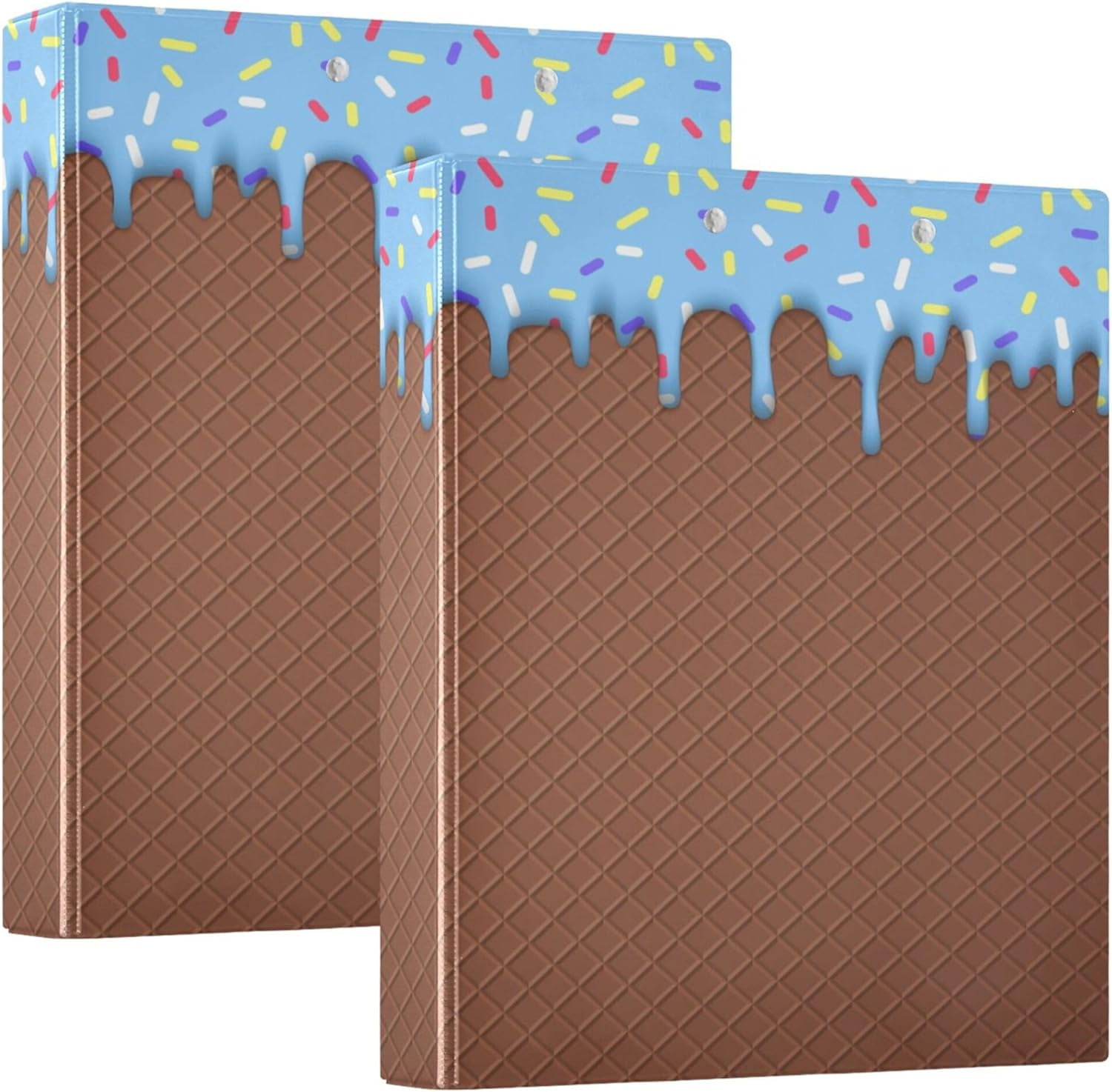Blue Chocolate Ice Cream Round Ring Binders 1.5 Inch Coffee Waffle ...