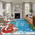 thumbnail image 1 of Blue Christmas Area Rugs 8'x10', Washable Small Throw Rugs for Living Room Patio, Winter Snowman Xmas Santa Snowflake Indoor Outdoor Rug Non-Slip Low Pile Carpet Runner Reversible Floor Mats, 1 of 8