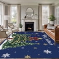 thumbnail image 1 of Blue Christmas Area Rugs 8'x10', Washable Small Throw Rugs for Living Room Patio, Xmas Christmas Tree Snowflake Indoor Outdoor Rug Non-Slip Low Pile Carpet Runner Reversible Floor Mats, 1 of 8