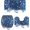 thumbnail image 1 of Blue Christmas Balls Bathroom Rug Set - 3 Piece Non Slip U Shape Snowflake Contour Toilet Rug for Large Bathroom Floor Decor, 1 of 8