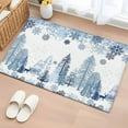 thumbnail image 1 of Blue Christmas Bathroom Rug Washable 2x3 Entryway Rug Non Slip Xmas Tree Snowflake Elk Winter Front Door Mat Low Pile Indoor Doormat Throw Floor Carpet for Kitchen Bedroom Entrance, 1 of 8