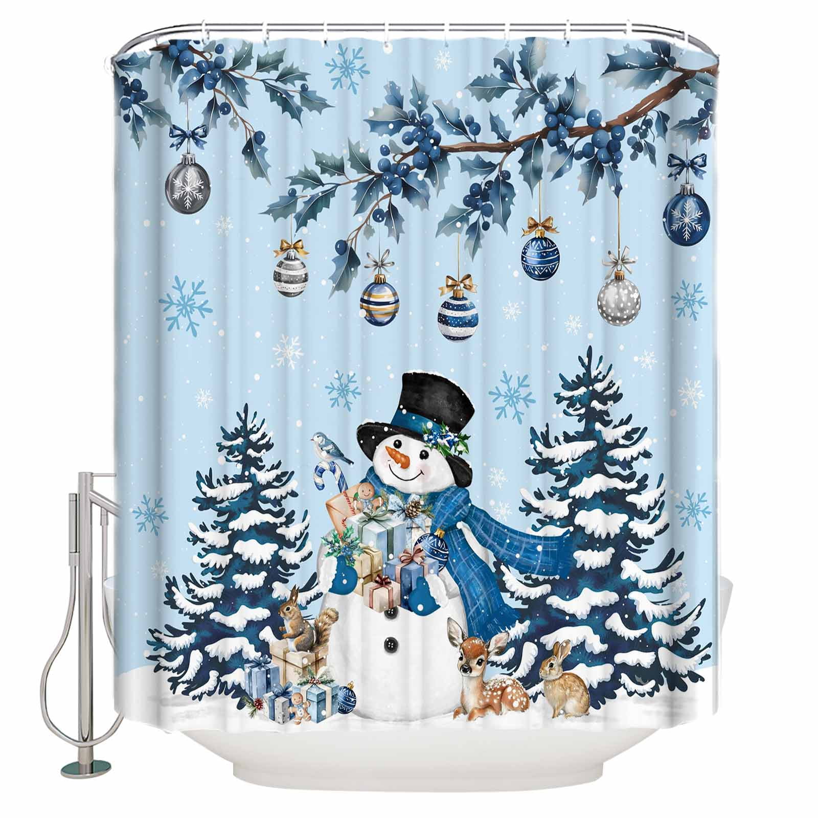 Blue Christmas Shower Curtain