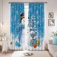 thumbnail image 1 of Blue Christmas Blackout Curtains for Bedroom/Living Room, Pinch Pleated Black Out Curtains, Snowman Xmas Tree Ball Gifts Winter Room Darkening Window Drapes with Hooks 2 Panels, 59"x70", 1 of 8