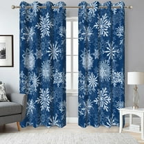 Blue Christmas Blackout Curtains for Living Room,Winter Snowflakes Window Drapes for Bedroom,52x84 Inch,2 Panels