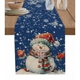 thumbnail image 1 of Blue Christmas Burlap-Cotton Table Runner 36 Inches Long,Xmas Snowman Snowflake Vintage Farmhouse Table Runners,Outdoor Dining Tablecloths Decor for Baby Shower Party Wedding 13x36, 1 of 9