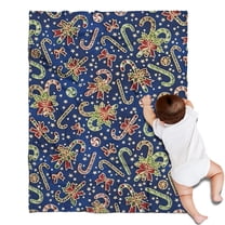 Blue Christmas Candy Cane Pattern Blanket,Comfortable Soft Flannel Throw Blanket,All Season,Warm Lightweight Blankets for Sofa Bed Couch Living Room Chair,30"x40"