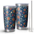 Blue Christmas Candy Cane Pattern Car Tumbler 1 Pack, Vacuum Insulated ...