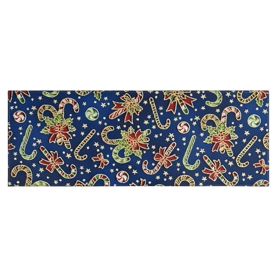 Blue Christmas Candy Cane Pattern Kitchen Rug Mat,Kitchen Runner Rugs Non Skid Washable,Decorative Kitchen Floor Mats for Kitchen,Sink,Laundry,17"X47"