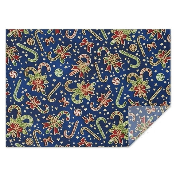Blue Christmas Candy Cane Pattern Rectangle Tablecloth 60"x84",Waterproof Polyester Rectangle Table Cloth, Wipeable Spillproof Polyester Tablecloth for Dining, Camping, Indoor and Outdoor