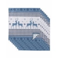 thumbnail image 1 of Blue Christmas Cloth Napkins Set of 8, Xmas Elk Snowflake Blue Plaid Washable Reusable Dinner Cocktail Napkin for Kitchen Party Wedding Banquet Holiday Baby Shower Table Decor, 1 of 7