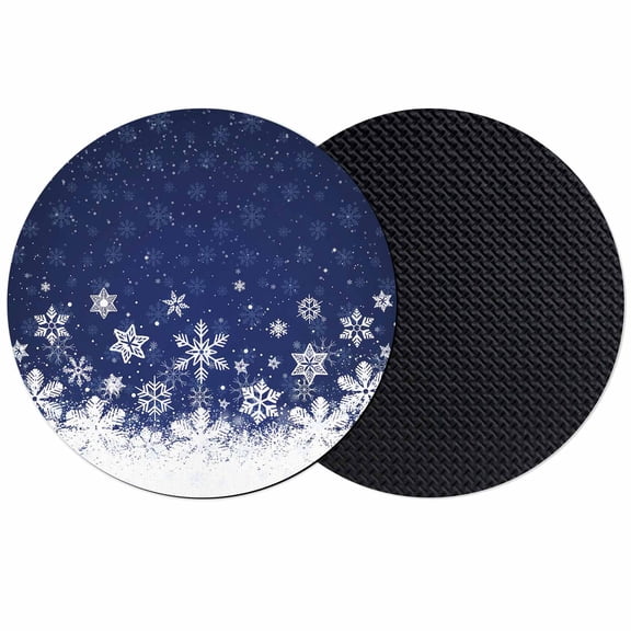 Blue Christmas Coasters Set of 2, Absorbent Coasters for Drinks, Xmas Snowflakes Snow Winter Coaster for Desk Coffee Table Protection, Home Decor House Warming Gifts 4"