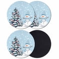 thumbnail image 1 of Blue Christmas Coasters Set of 4, Absorbent Coasters for Drinks, Snowman Pine Tree Ball Winter Snow Scene Coaster for Desk Coffee Table Protection, Home Decor House Warming Gifts 4", 1 of 8