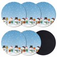 thumbnail image 1 of Blue Christmas Coasters Set of 6, Absorbent Coasters for Drinks, Xmas Snowman Winter Snowflakes Forest Tree Coaster for Desk Coffee Table Protection, Home Decor House Warming Gifts 4", 1 of 8