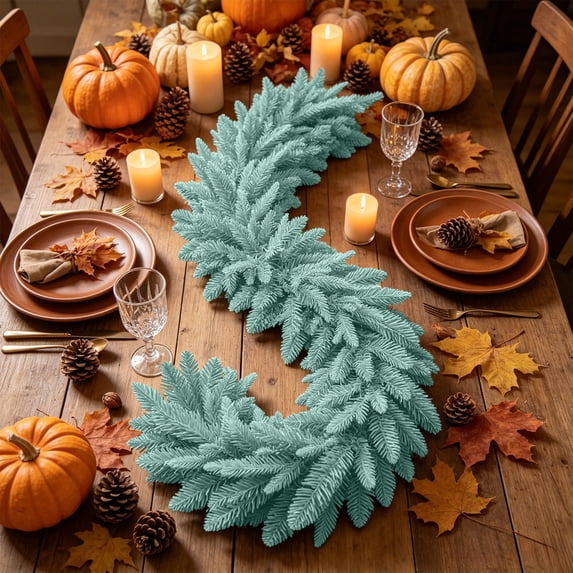 Blue Christmas Garland 6ft/9ft Uniques Frostys Pines Garland Winter Holiday Decor For Mantel Staircase Tree PVC