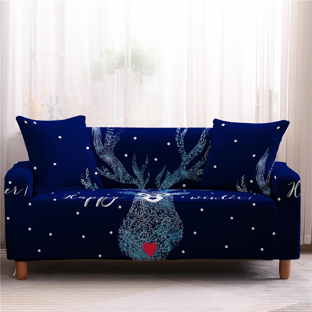 Blue Christmas Happy Holiday Couch Covers for Cushion Couch Sofa