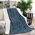 thumbnail image 1 of Blue Christmas Holly and Candy Cane Pattern Blanket,Comfortable Soft Lamb Wool Throw Blanket,All Season,Warm Lightweight Blankets for Sofa Bed Couch Living Room Chair,60"x80", 1 of 1