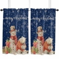 thumbnail image 1 of Blue Christmas Kitchen Curtain 2 Panels Curtains 45 Inch Length, Xmas Snowman Bear Snowflake Curtains Rod Pocket Curtains Window Drapes Treatment Window Cafe Curtains, 1 of 5