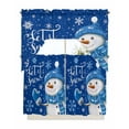 thumbnail image 1 of Blue Christmas, Kitchen Curtains Swag Valance and Tier Curtains Set 36 Inch Length, Winter Snowflake Snowman Rod Pocket Drape Panels Pair Swag Curtains for Bathroom/Cafe/Window, 1 of 6