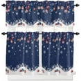 thumbnail image 1 of Blue Christmas Kitchen Curtains and Valances Set, Rod Pocket Curtains Tier Farmhouse Window Curtains 24 Inch Length, Winter Snowflake Xmas Ball Stripes 3 Piece Kitchen Curtains Set, 1 of 6