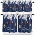 thumbnail image 1 of Blue Christmas Kitchen Curtains and Valances Set, Rod Pocket Curtains Tier Farmhouse Window Curtains 24 Inch Length, Winter White Pine Leaves Ball Snowflake 3 Piece Kitchen Curtains Set, 1 of 6