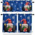 thumbnail image 1 of Blue Christmas Kitchen Curtains and Valances Set, Rod Pocket Curtains Tier Farmhouse Window Curtains 24 Inch Length, Winter Xmas Gnomes Ball Snowflake Retro 3 Piece Kitchen Curtains Set, 1 of 6
