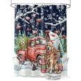 thumbnail image 1 of Blue Christmas Long Shower Curtain Set, Waterproof Shower Curtains for Bathroom, Xmas Winter Snowflakes Red Truck Dogs Washable Fabric Cloth Bath Curtain for Bathtub with Hooks 72x84 Inches, 1 of 6