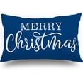 thumbnail image 1 of Blue Christmas Lumbar Pillow Cover 12x20 Inches for Christmas Decorations Merry Christmas Throw Pillow Covers Winter Holiday Cushion Case Decoration for Sofa Couch, 1 of 6